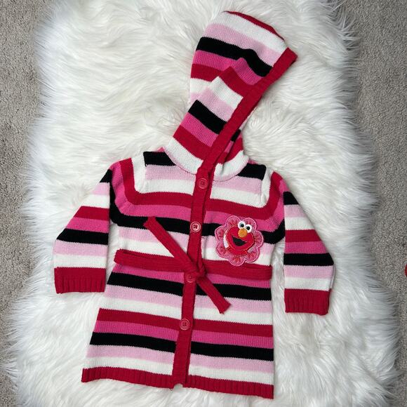 SESAME STREET Vintage Y2K Elmo Knit Cardigan Child Size 18M Girls Baby Toddler - Picture 1 of 6